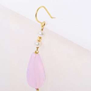 18K SINGLE YELLOW GOLD EARRING WITH MOONSTONE