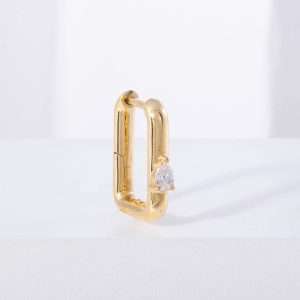 18K YELLOW GOLD HOOP WITH WHITE DIAMOND