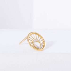 18K YELLOW GOLD EARRING WITH WHITE DIAMOND