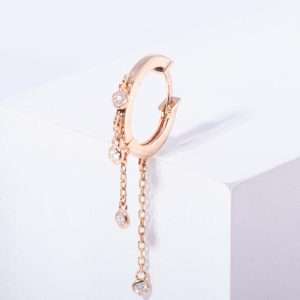 18K YELLOW GOLD EARRING WITH WHITE DIAMOND