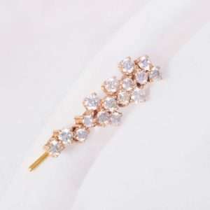 18K SINGLE PINK GOLD EAR CLIMBER WITH WHITE DIAMOND