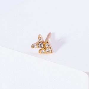 18K SINGLE PINK GOLD EARRING WITH WHITE DIAMOND