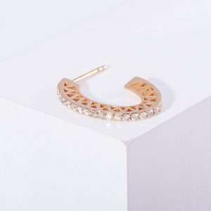 18K SINGLE PINK GOLD EARRING WITH WHITE DIAMOND