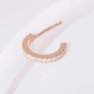 18K SINGLE PINK GOLD EARRING WITH WHITE DIAMOND