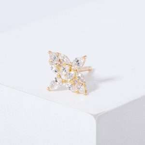 18K YELLOW GOLD EARRING WITH WHITE DIAMOND