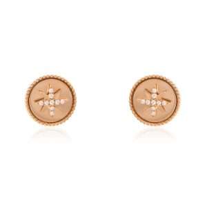 18K PINK GOLD EARRING WITH WHITE DIAMOND