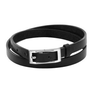 MEN BRACELET BLACK LEATHER BELT
