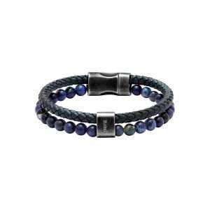 MEN BRACELET BLUE LEATHER AND STONES