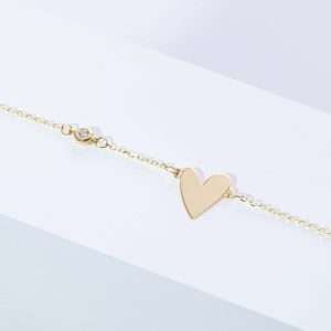 18K YELLOW GOLD HEART ANKLET WITH WHITE DIAMOND