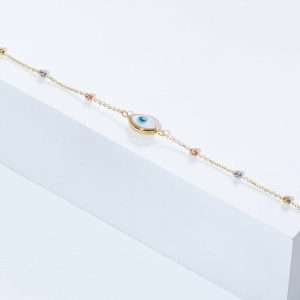 18K YELLOW GOLD EVIL-EYE ANKLET