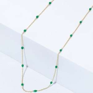 18K YELLOW GOLD NECKLACE WITH GREEN ENAMEL