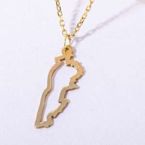 18K YELLOW GOLD NECKLACE LEBANON MAP