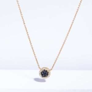 18K PINK GOLD NECKLACE WITH BLACK AND WHITE DIAMOND