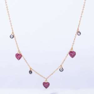 18K PINK GOLD NECKLACE WITH WHITE DIAMOND AND RUBY