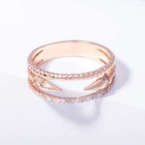 18K PINK GOLD RING WITH WHITE DIAMOND