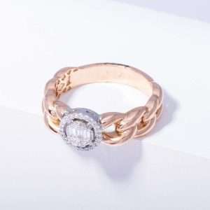 18K PINK GOLD RING WITH WHITE DIAMOND