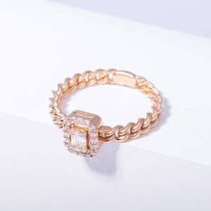 18K PINK GOLD RING WITH WHITE DIAMOND