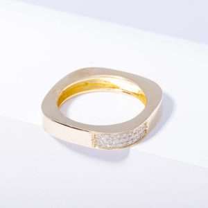 18K YELLOW GOLD RING WITH WHITE DIAMOND