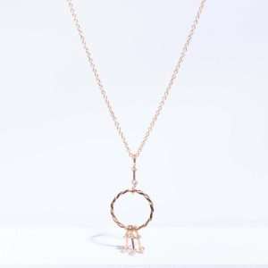 18K PINK GOLD NECKLACE WITH WHITE DIAMOND