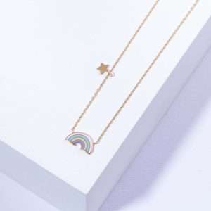 18K YELLOW GOLD RAINBOW NECKLACE WITH COLORED ENAMEL