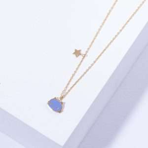 18K YELLOW GOLD NECKLACE WITH PURPLE CAT ENAMEL