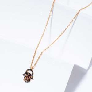 18K PINK GOLD PENDANT WITH BLACK DIAMOND