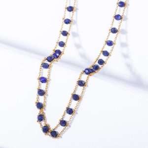 18K YELLOW GOLD CHOCKER WITH LAPIS STONE