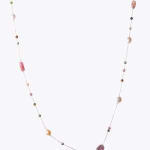 18K YELLOW GOLD NECKLACE WITH TOURMALINE AND PEARL
