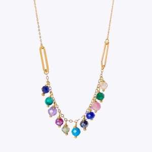 18K YELLOW GOLD NECKLACE WITH FRINGE STONE