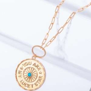 18K PINK GOLD NECKLACE WITH TURQUOISE STONE