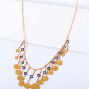 18K YELLOW AND ROSE GOLD NECKLACE WITH WHITE DIAMOND