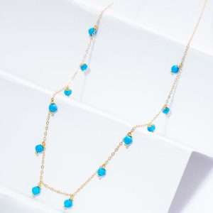 18K YELLOW GOLD NECKLACE WITH TURQUOISE
