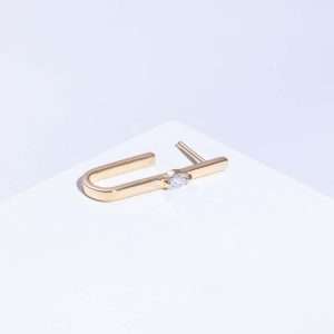 18K YELLOW GOLD SINGLE EARRING WITH WHITE DIAMOND