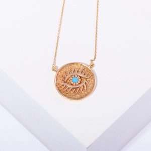 18K PINK GOLD NECKLACE WITH WHITE DIAMOND AND TURQUOISE