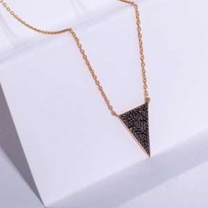 18K PINK GOLD NECKLACE WITH BLACK DIAMOMD