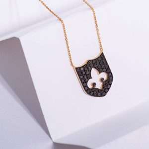 18K PINK GOLD NECKLACE WITH BLACK DIAMOND