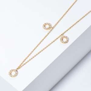 18K YELLOW GOLD NECKLACE WITH WHITE DIAMOND