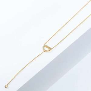 18K YELLOW GOLD HEART NECKLACE WITH WHITE DIAMOND
