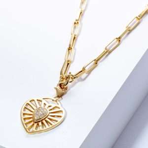 18K YELLOW GOLD NECKLACE WHITE DIAMOND AND MALACHITE