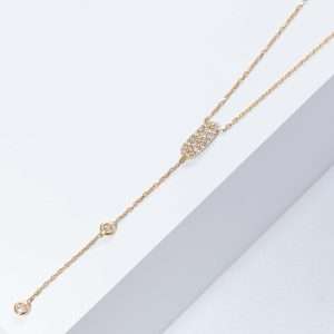 18K YELLOW GOLD NECKLACE RECTANGLE WITH WHITE DIAMOND