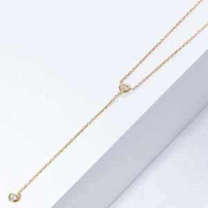 18K YELLOW GOLD TWO DOTS NECKALCE WITH WHITE DIAMOND