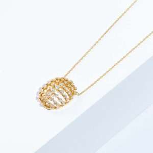 18K YELLOW GOLD NECKLACE WITH WHITE DIAMOND