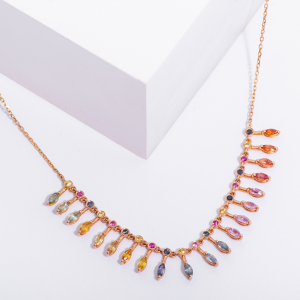 18K PINK GOLD NECKLACE WITH COLORED SAPPHIRE