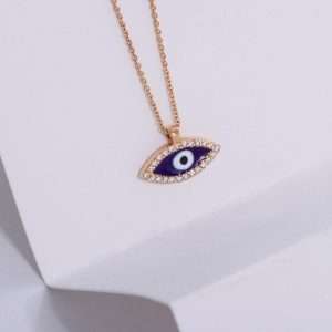 18K PINK GOLD EYE NECKLACE WITH WHITE DIAMOND