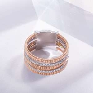 18K WHITE AND PINK GOLD RING WITH WHITE DIAMOND