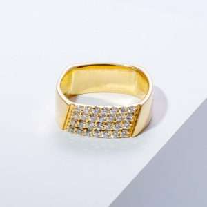 18K YELLOW GOLD RING WITH WHITE DIAMOND