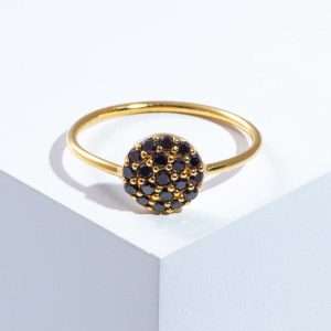 18K YELLOW GOLD RING WITH BLACK DIAMOND