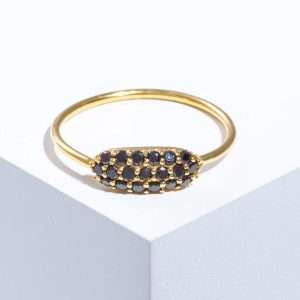 18K YELLOW GOLD RING WITH BLACK DIAMOND