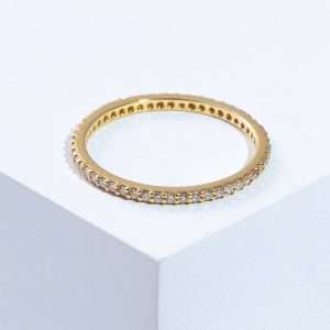 18K YELLOW GOLD RING WITH WHITE DIAMOND