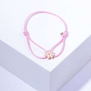 18K YELLOW GOLD FLOWER BRACELET WITH CORDON